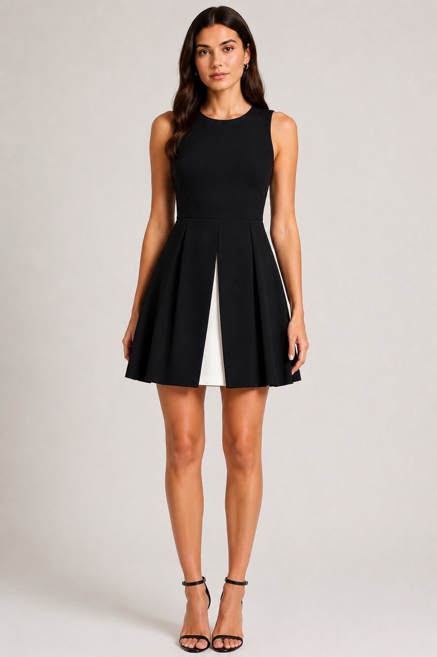 Alice + Olivia Bria Black & White Fit & Flare Dress – Size 8